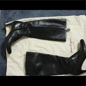 Salvatore Ferragamo black leather boots
